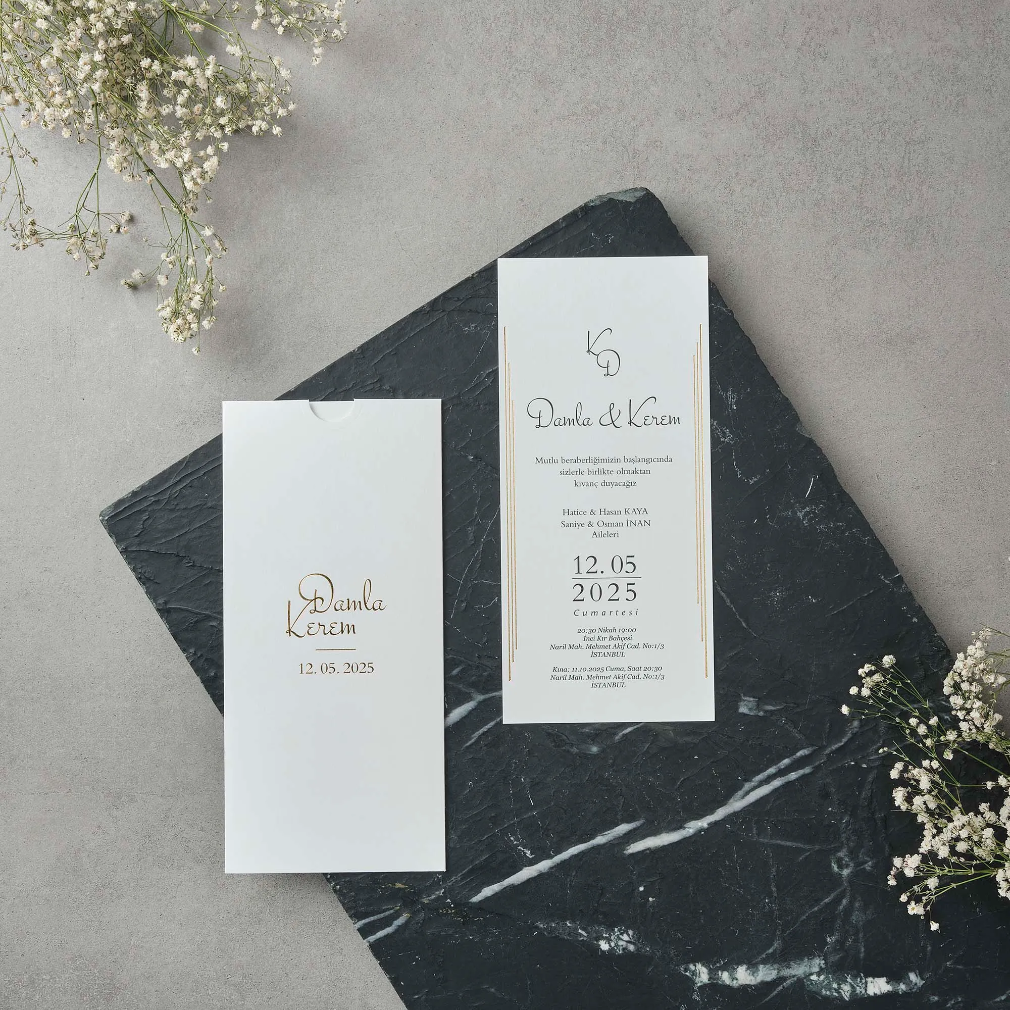 Gold Script Calligraphy Wedding Invitation