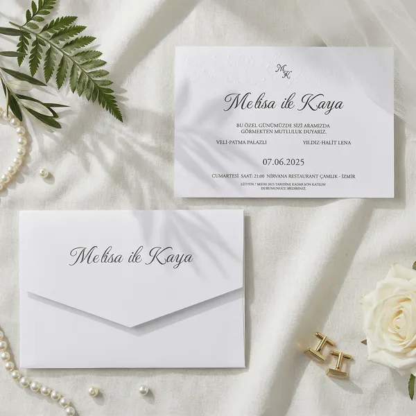 Minimalist Script Monogram Wedding Invitation