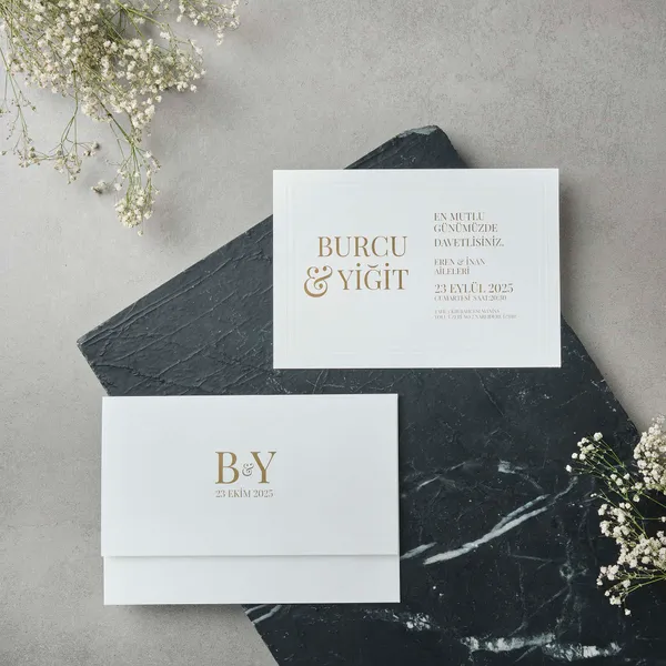 Gold Ampersand Serif Wedding Invitation