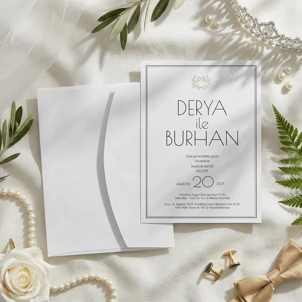 Gold Laurel Wreath Frame Wedding Invitation