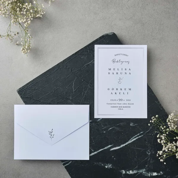 Botanical Sprig Border Wedding Invitation