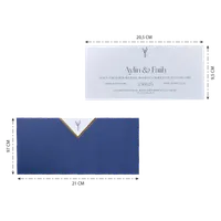 Navy Envelope Wedding Invitation with Gold Chevron