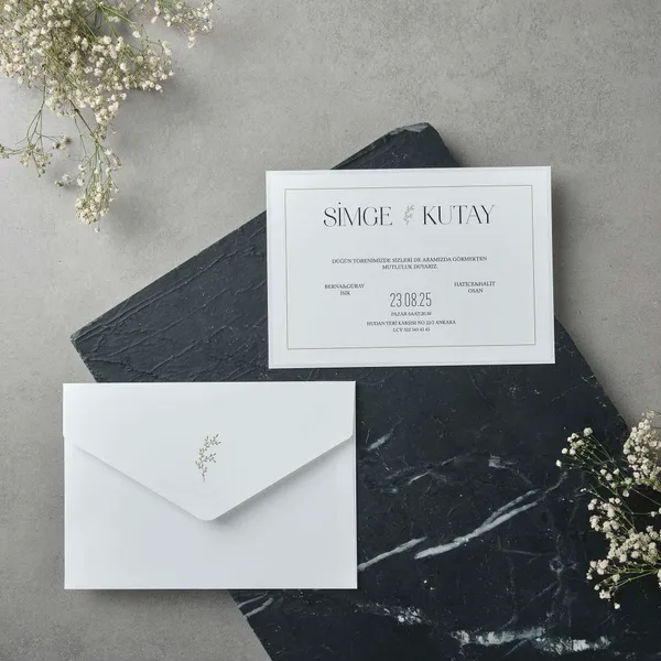 Botanical Sprig Border Frame Wedding Invitation