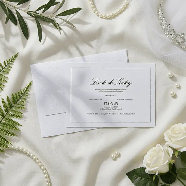 Script Wedding Invitation with Floral Embossed Envelope