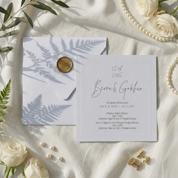 Script Calligraphy Wedding Invitation with Gold Seal