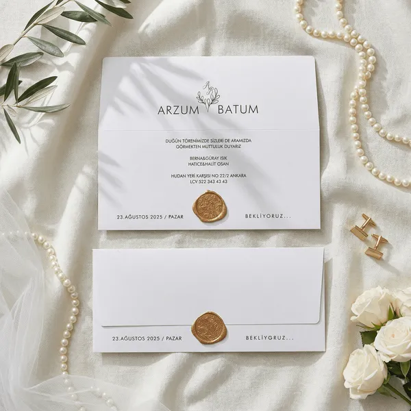 Modern Wedding Invitation with Copper Wax Seal