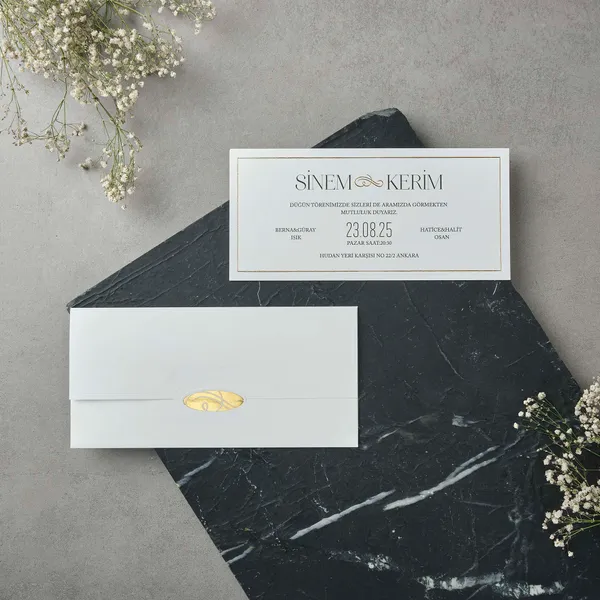 Gold Border Frame Wedding Invitation with Eye Motif