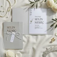 Gatefold Wedding Invitation with Ribbon and Tag