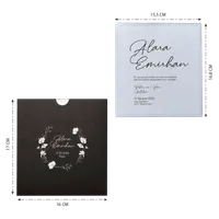 Black Envelope Wedding Invitation with Floral Wreath