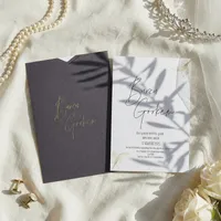 Charcoal Envelope Wedding Invitation with Gold Script