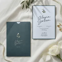 Forest Green Envelope Wedding Invitation with Eucalyptus