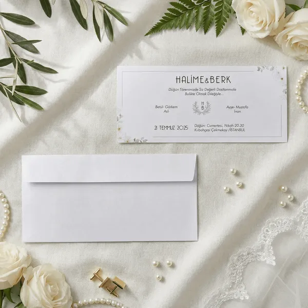 Horizontal Wedding Invitation with Watercolor Floral Corners