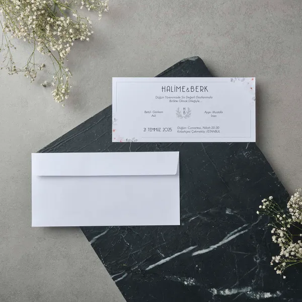 Horizontal Wedding Invitation with Watercolor Floral Corners