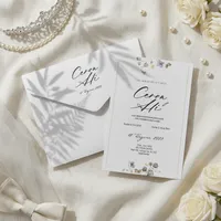 Script Wedding Invitation with Watercolor Wildflower Accents