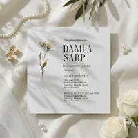 Horizontal Wedding Invitation with Watercolor Wildflower