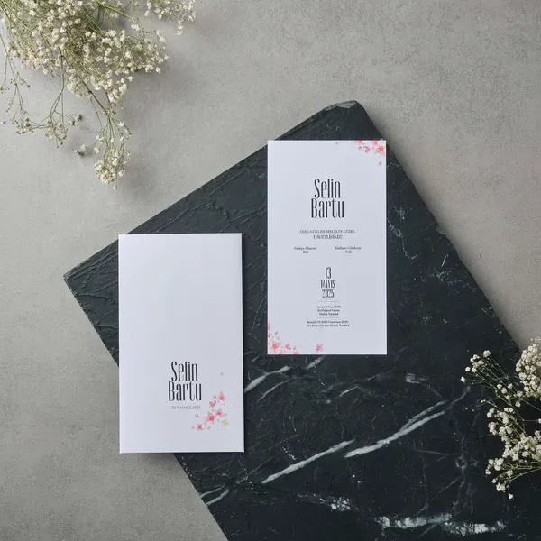 Watercolor Cherry Blossom Wedding Invitation