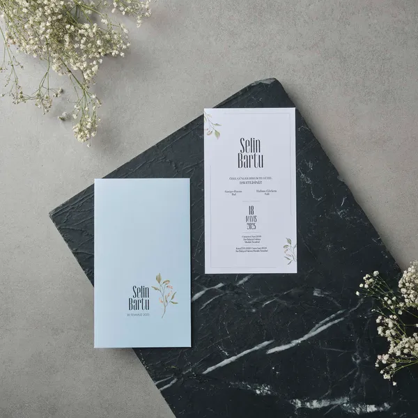 Watercolor Botanical Leaf Wedding Invitation