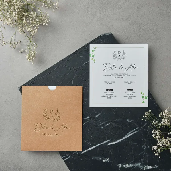 Kraft Envelope Wedding Invitation with Eucalyptus