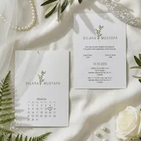 Calendar Wedding Invitation with Botanical Divider
