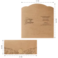 Kraft Paper Wedding Invitation with Floral Line Art Border