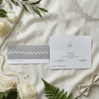 Wedding Invitation with Gray Daisy Pattern Panel