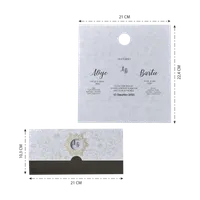 Square Wedding Invitation with Marble Texture and Gold Medallion