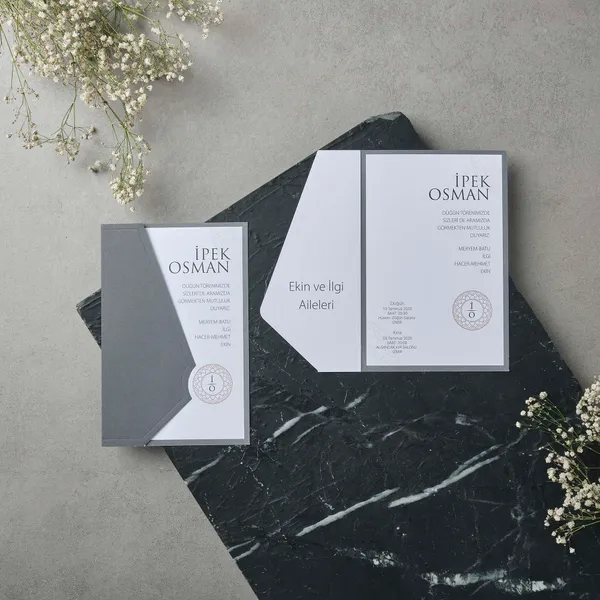 Minimalist Gray Wedding Invitation Set