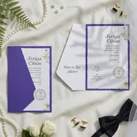 Purple Floral Corner Wedding Invitation