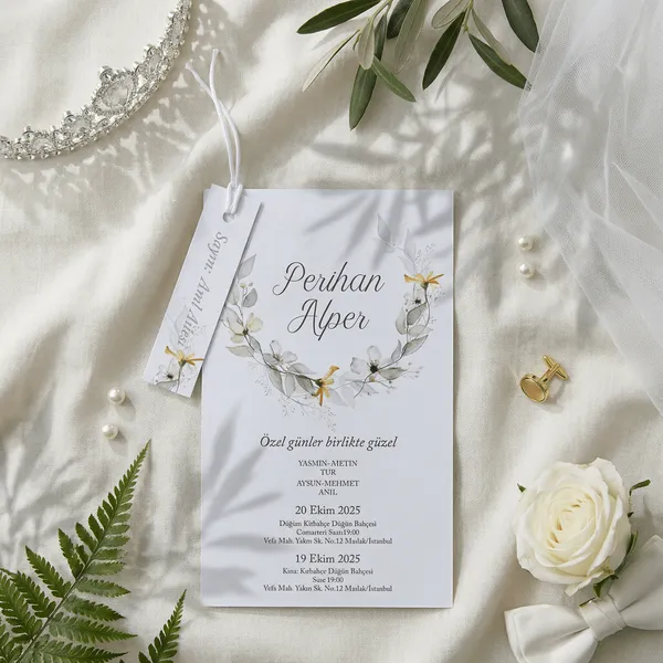 Floral Wreath Bird Wedding Invitation