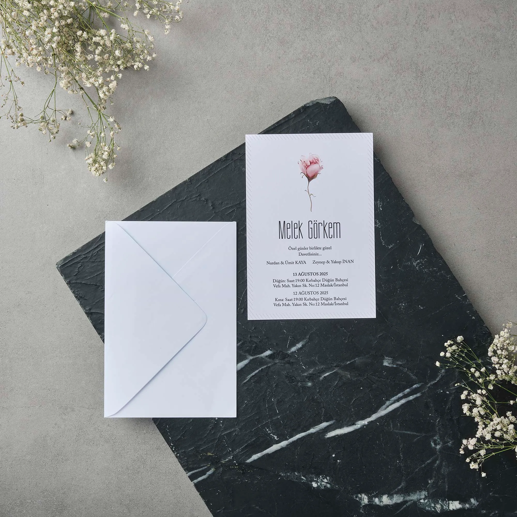 Pink Rose Minimal Wedding Invitation