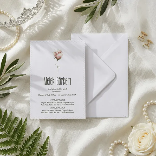 Pink Rose Minimal Wedding Invitation