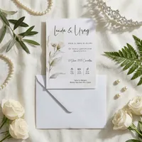 Watercolor Floral Script Wedding Invitation