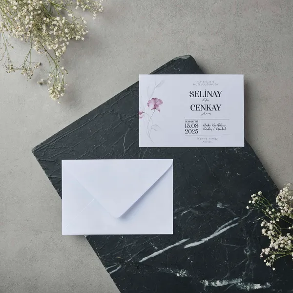 Purple Flower Modern Wedding Invitation