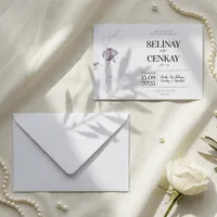 Purple Flower Modern Wedding Invitation