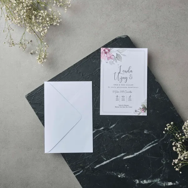 Corner Floral Framed Wedding Invitation