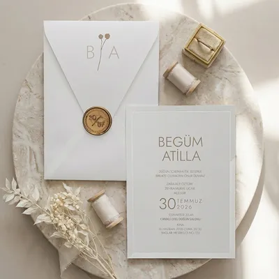 Elegant White Wedding Invitation Suite with Wax Seal