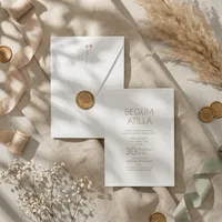 Elegant White Wedding Invitation Suite with Wax Seal