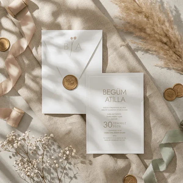 Elegant White Wedding Invitation Suite with Wax Seal