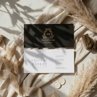 Elegant Black & White Monogram Wedding Invitation