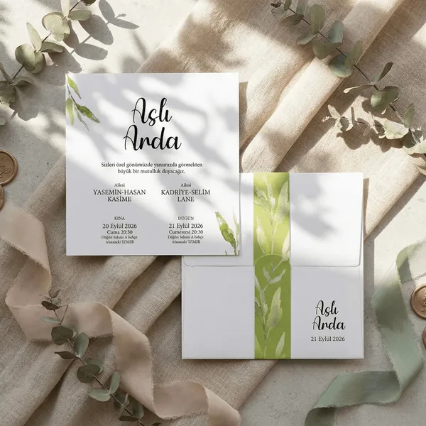 Olive Branch Watercolor Wedding Invitation