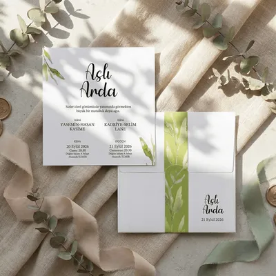 Olive Branch Watercolor Wedding Invitation