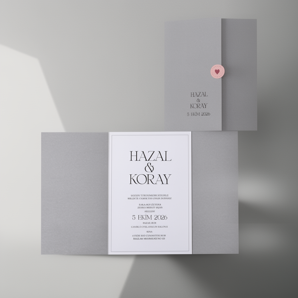 Modern Grey & White Wedding Invitation