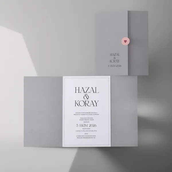 Modern Grey & White Wedding Invitation