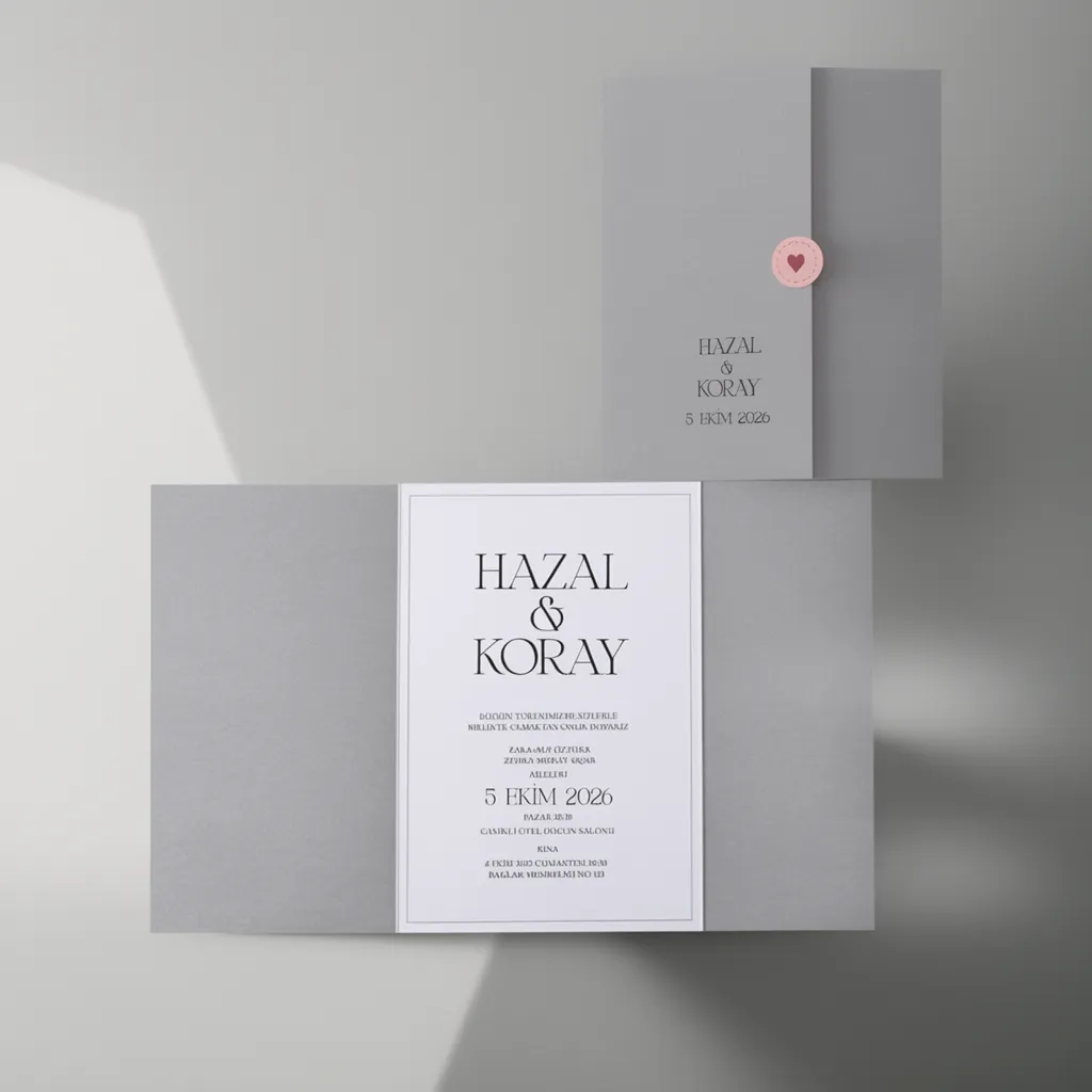 Modern Grey & White Wedding Invitation
