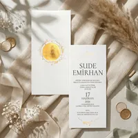 Gold Foil Botanical Vertical Wedding Invitation