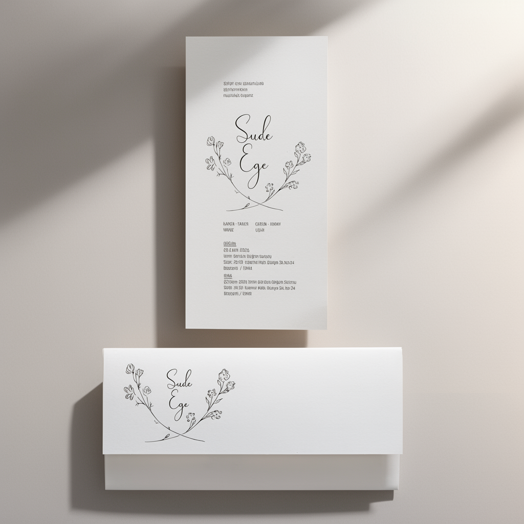 Floral Line Art Wedding Invitation