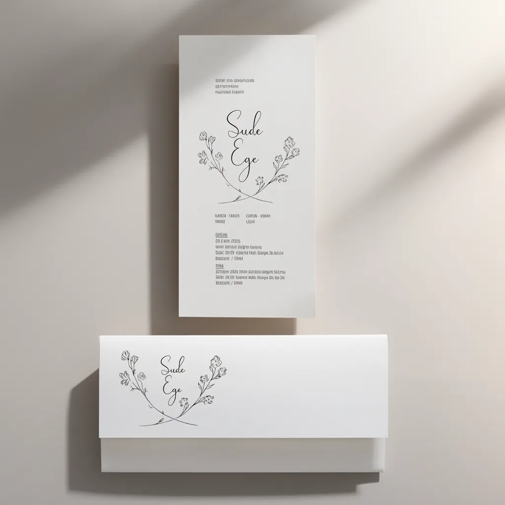 Floral Line Art Wedding Invitation