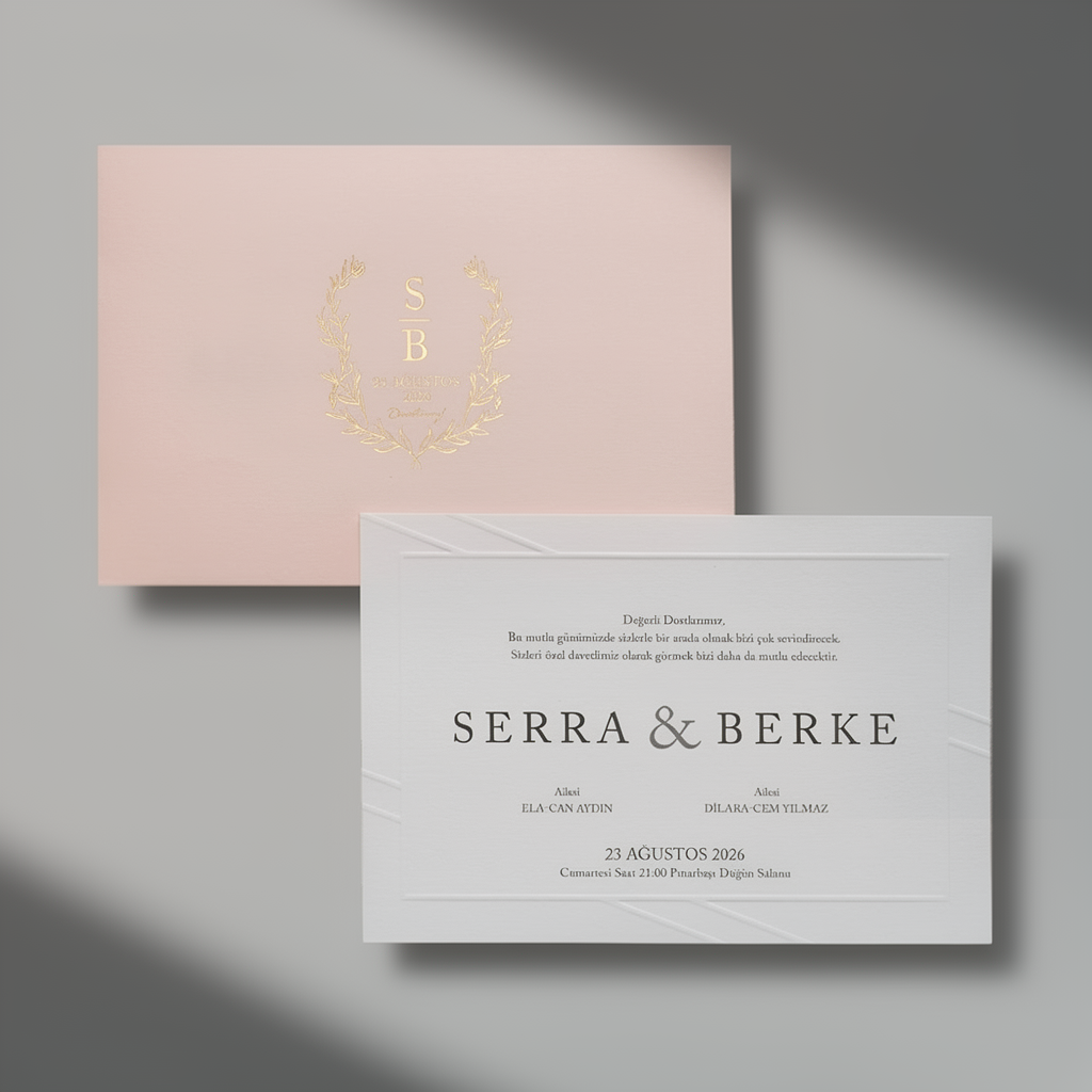 Blush Pink Gold Foil Wedding Invitation