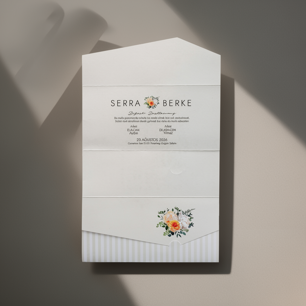 Layered Floral Wedding Invitation