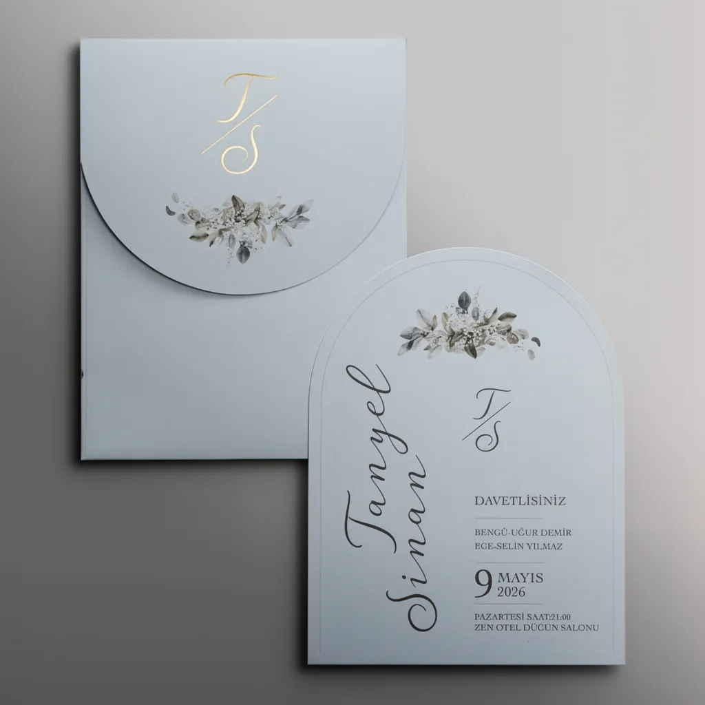 Dusty Blue Botanical Wedding Invitation